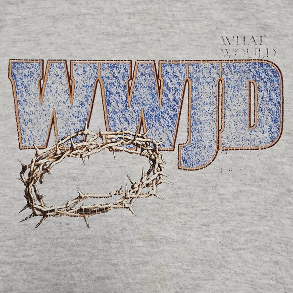 Vintage 90's What Would Jesus Do WWJD Graphic Crewneck Sweatshirt XL USA - Picture 2 of 10